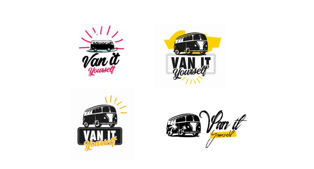 recherche logo pour un logo nature, surf, voyage, van life